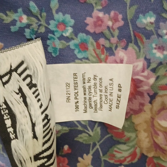 Sz 8P Whirlaway Frocks NWT Blue Flora Deadstock Cottagecore Prairie Dress w/belt - Picture 12 of 12